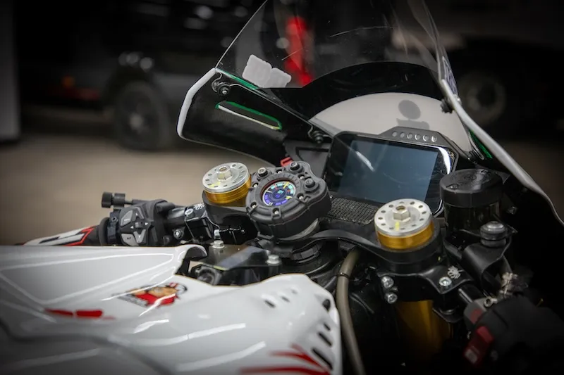 Quasar mounted on a sport bike cockpit
